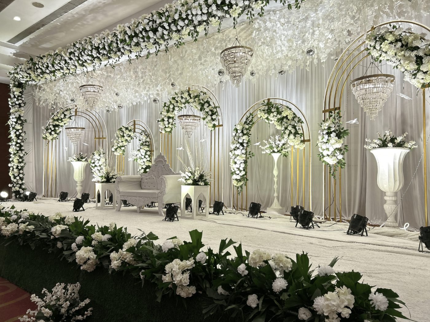 Ivory and gold wedding stage at Sayaji Hotel, Indore